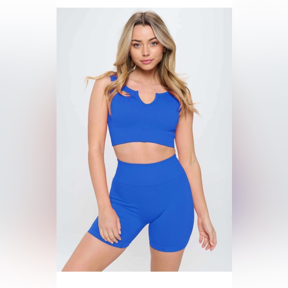 2 pc ribbed workout set